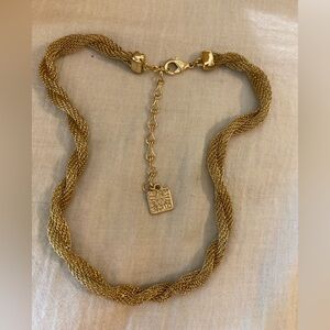 Anne Klein Vintage Mesh Twisted‎ Gold Tone Necklace